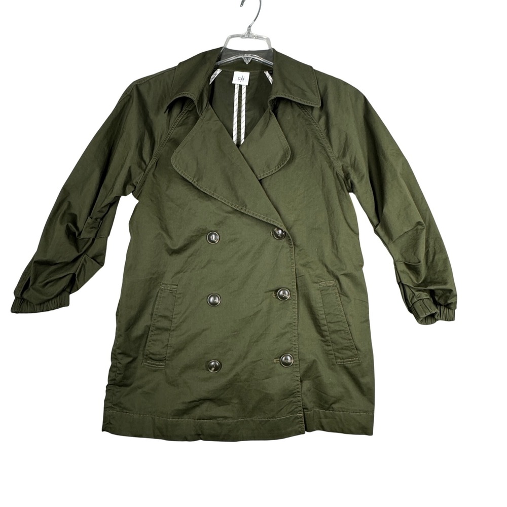 Cabi Trench Coat Expedition Green Double‎ Breasted Jacket Lightweight Size S